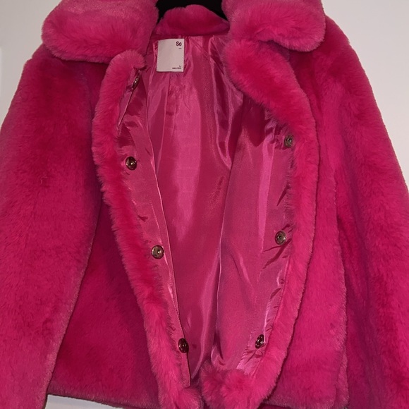 NWT Juniors SO Faux Fur Collar Cropped Jacket Size Large - Picture 7 of 10